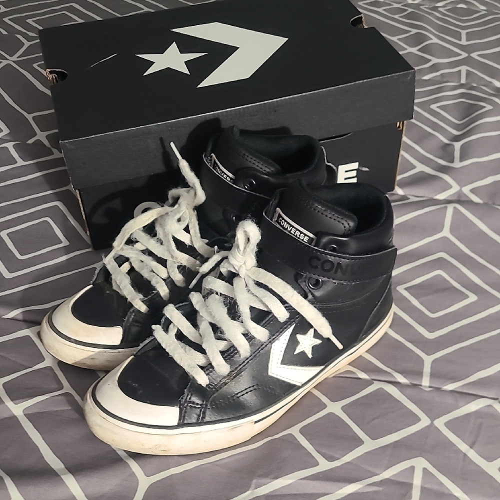 Converse Black and White High-Tops with Star Logo